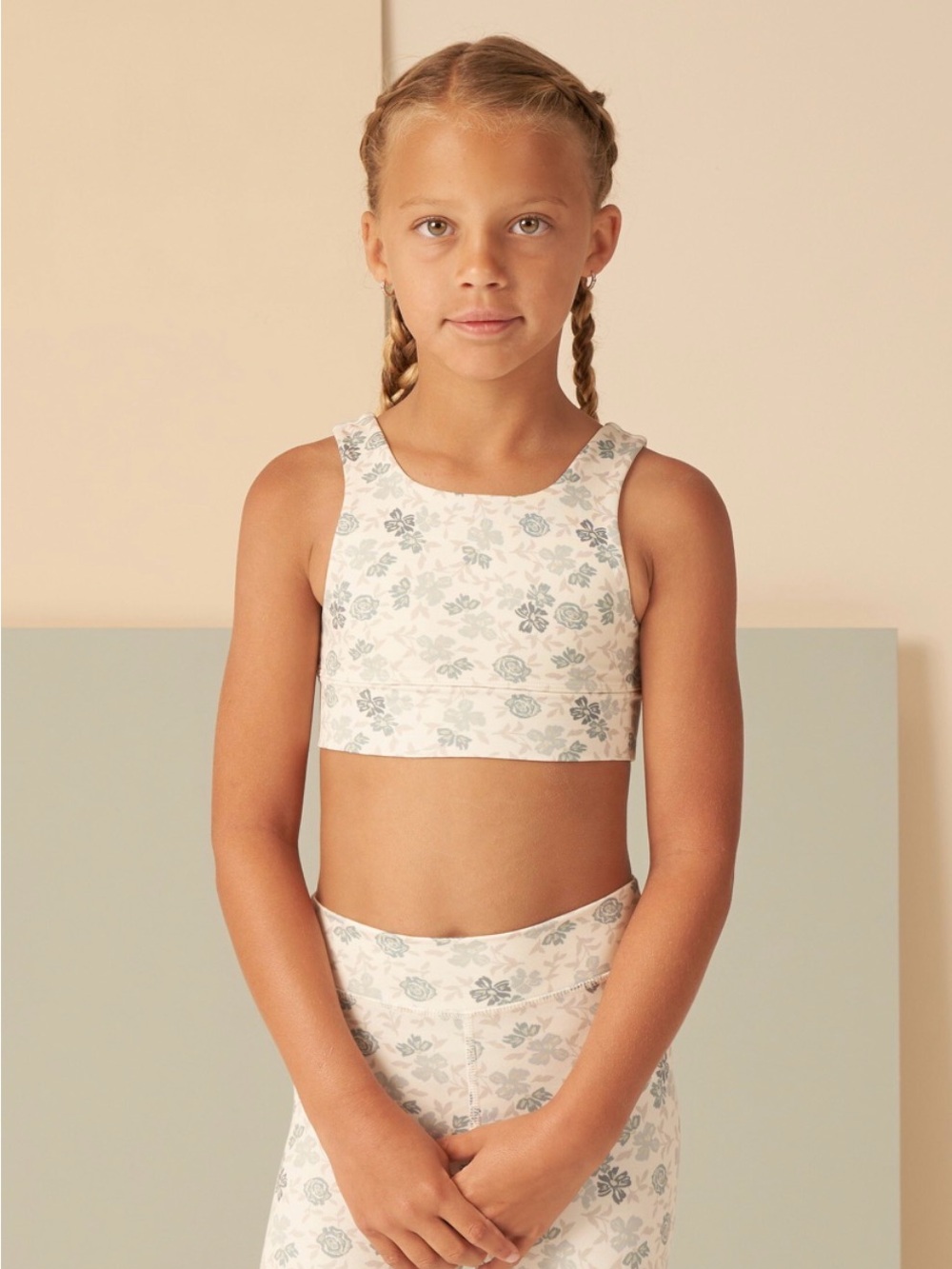 Rylee + Cru 'Play' Swift Sports Bra and Shorts Set- Blue Floral 10-12